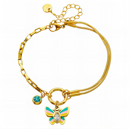 Butterfly Bracelet, 18K Gold Plated Steel