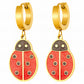 Ladybugs Earrings, 18K Gold Plated Steel