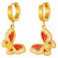 Butterflies Earrings, 18K Gold Plated Steel