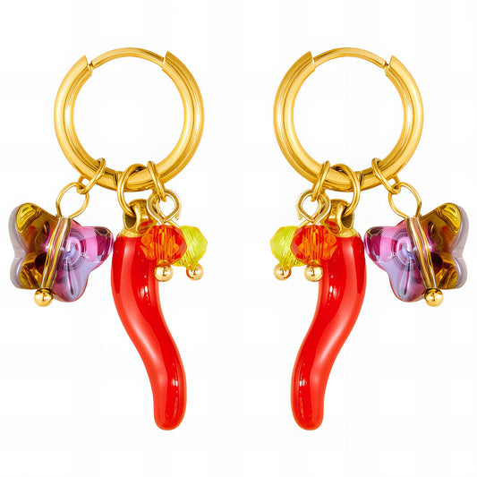 Earrings, 18K Gold Plated Steel