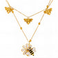 Bees Necklace, 18K Gold Plated Steel
