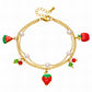 Strawberry Bracelet, 18K Gold Plated Steel