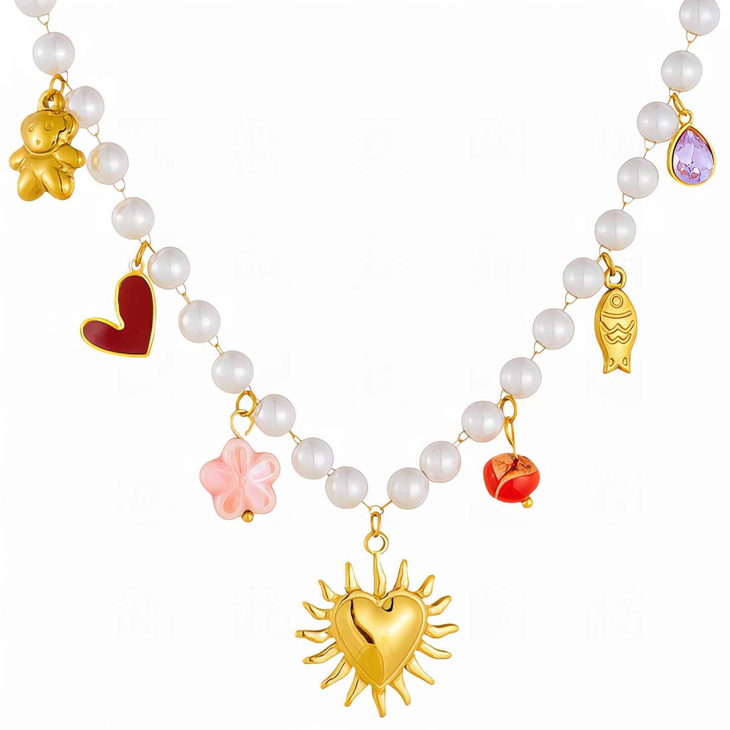 Hearts Necklace, 18K Gold Plated Steel