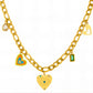 Evil Eyes Necklace, 18K Gold Plated Steel