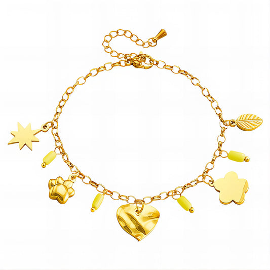 Heart Bracelet, 18K Gold Plated Steel