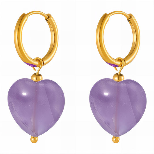 Hearts Earrings, 18K Gold Plated Steel