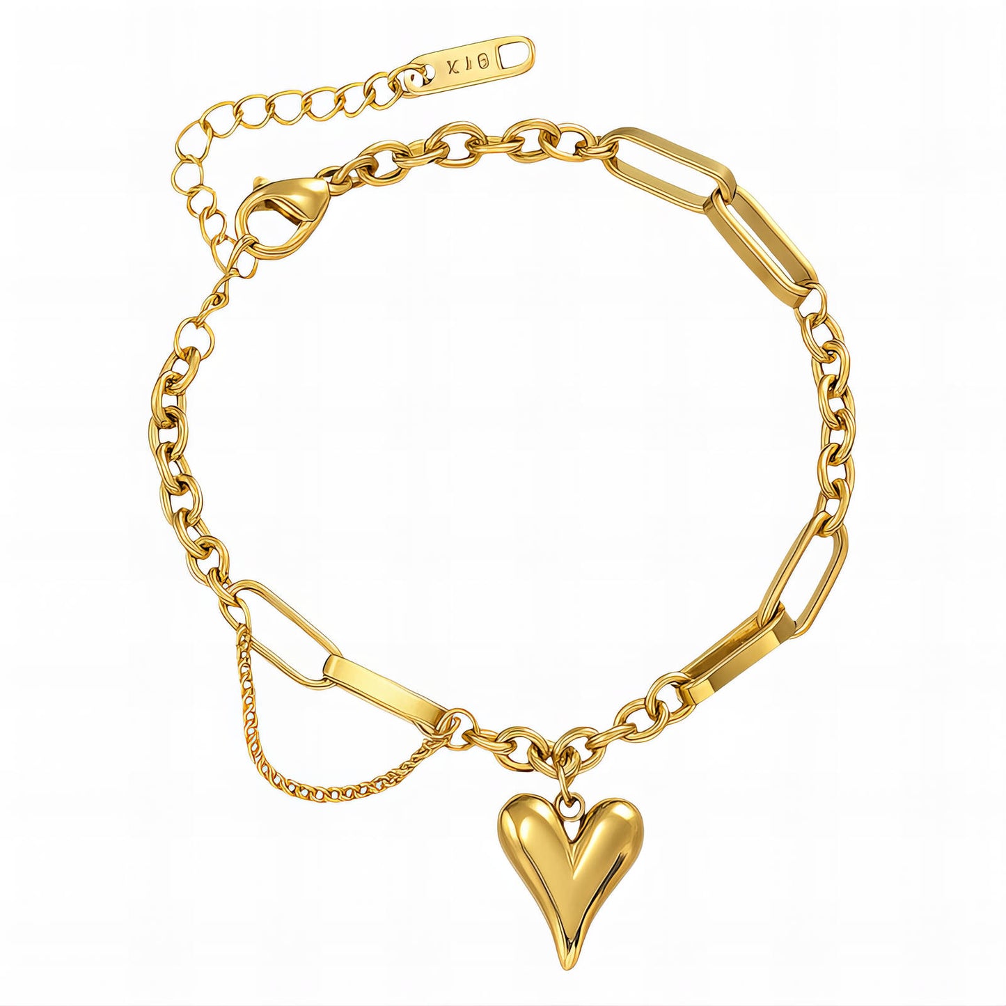 Heart Bracelet, 18K Gold Plated Steel