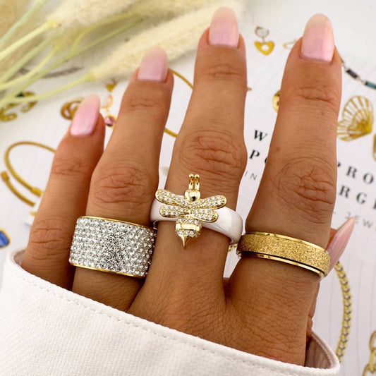 Bee Ring, 18K Gold Plated Steel