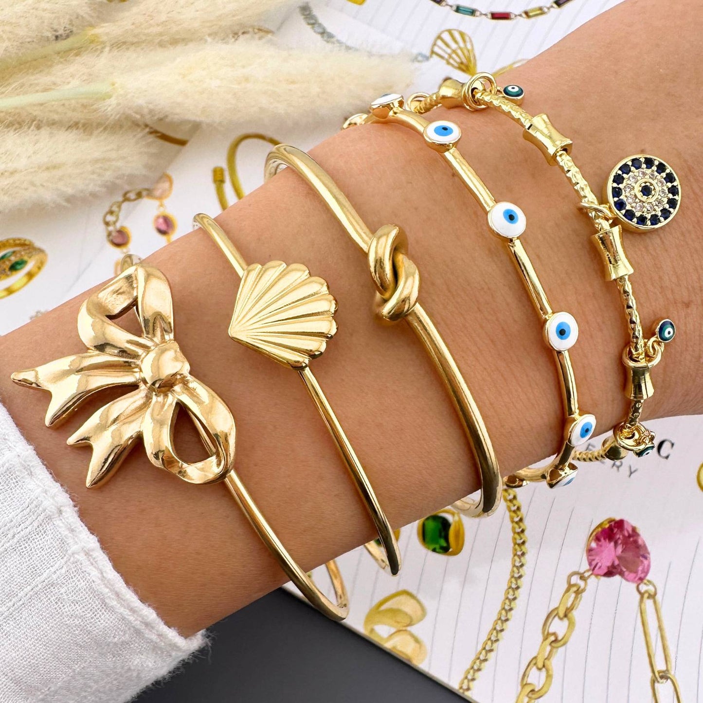 Seashell Bracelet, 18K Gold Plated Steel