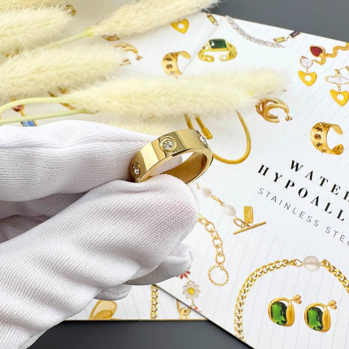 Ring, 18K Gold Plated Steel