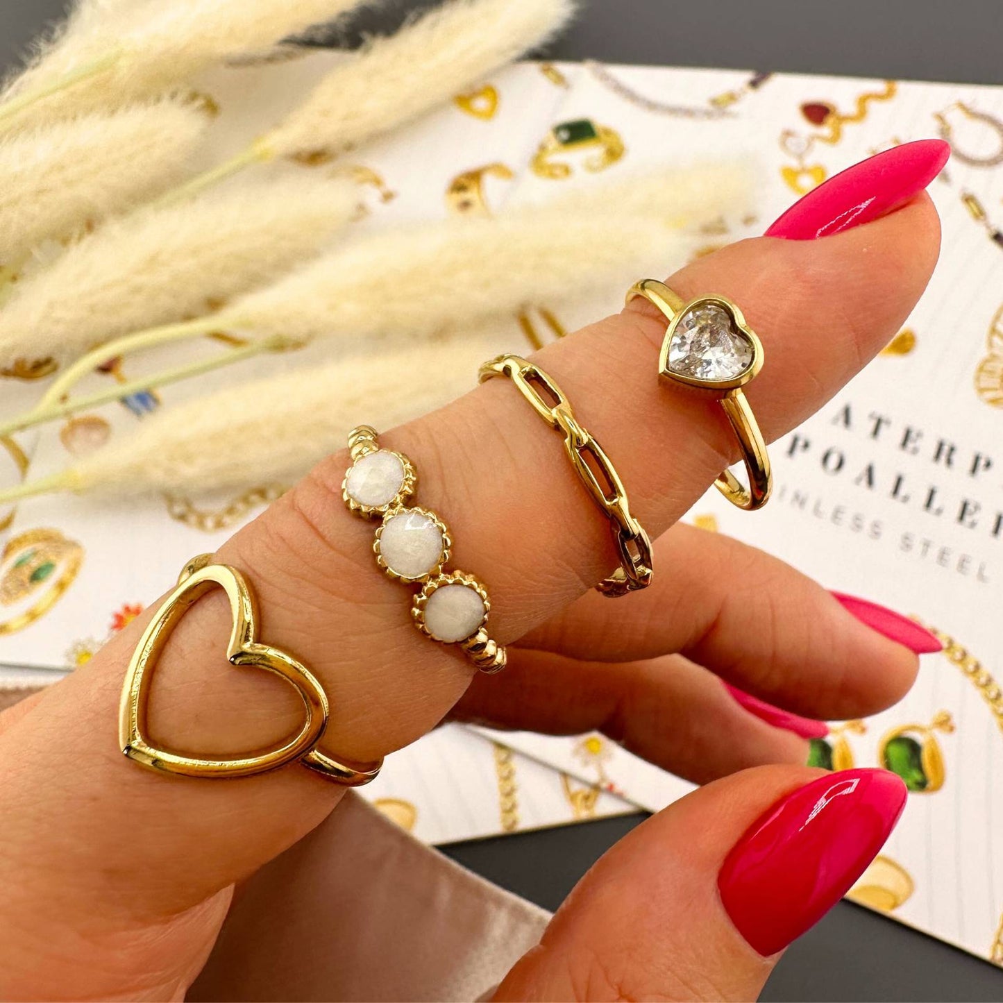 Ring, 18K Gold Plated Steel