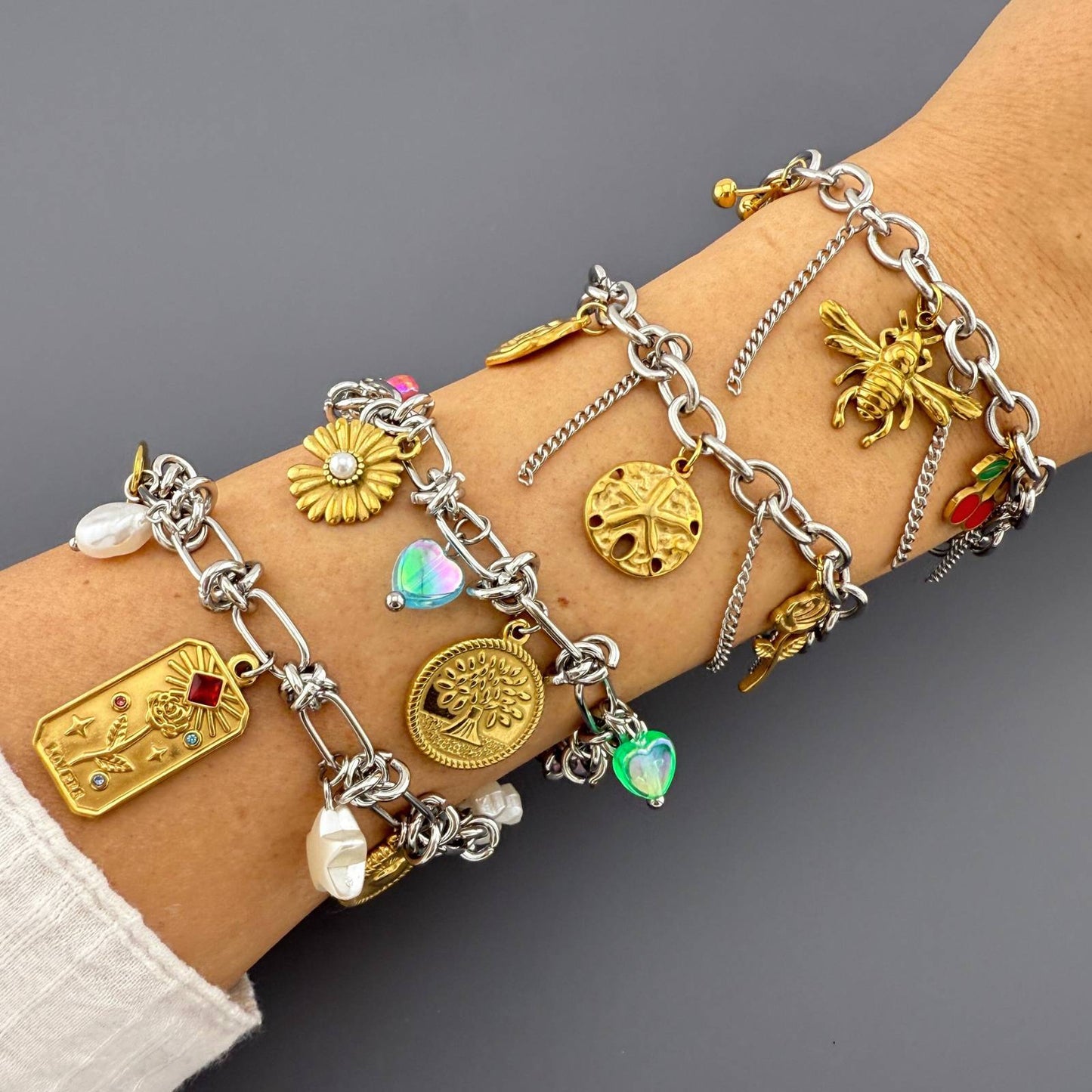 Bee Bracelet, 18K Gold Plated Steel